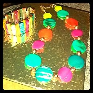 Rainbow beaded necklace & braclet set